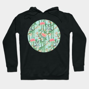 Bamboo, Birds and Blossom - soft blue green Hoodie